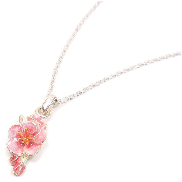 Rakuten - ネックレス ペンダント シルバー925 花 紅梅 ウメ エナメル彩色 レディース プレゼント ギフト