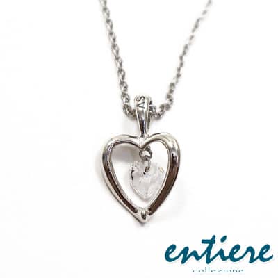 ネックレス レディース シンプル キュービックジルコニア ハート ラッキーチャーム entiere アンティエーレ P0510(4.0)