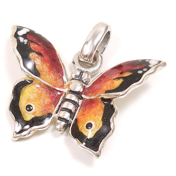 チャーム ペンダントトップ シルバー925 蝶々 チョウチョ オレンジ エナメル彩色 イタリア製 サツルノ インポート レディース