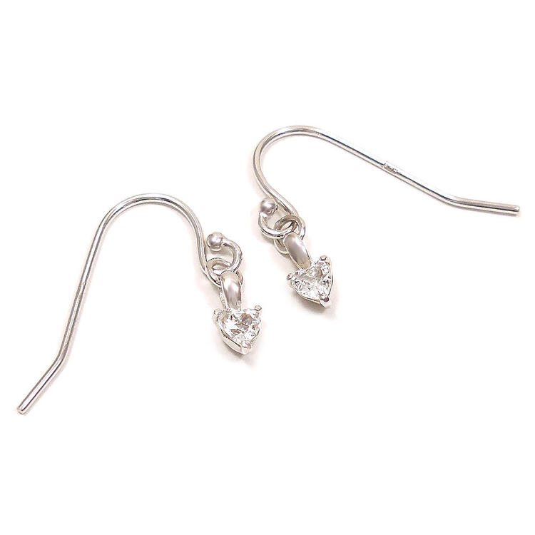 黄玉 - entiere アンティエーレ ピアス 誕生石 ハート 4月 ホワイトトパーズ(代替石) シルバー925 ロジウムメッキ レディース