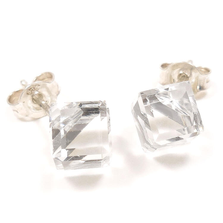 ピアス ガラスキューブ 両耳用 プチサイズ レディース シルバー925 entiere アンティエーレ