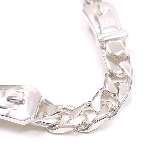 ブレスレット シルバー925 キヘイチェーン＆バックル型ステーション 20cm イタリア製 サツルノ インポート メンズ