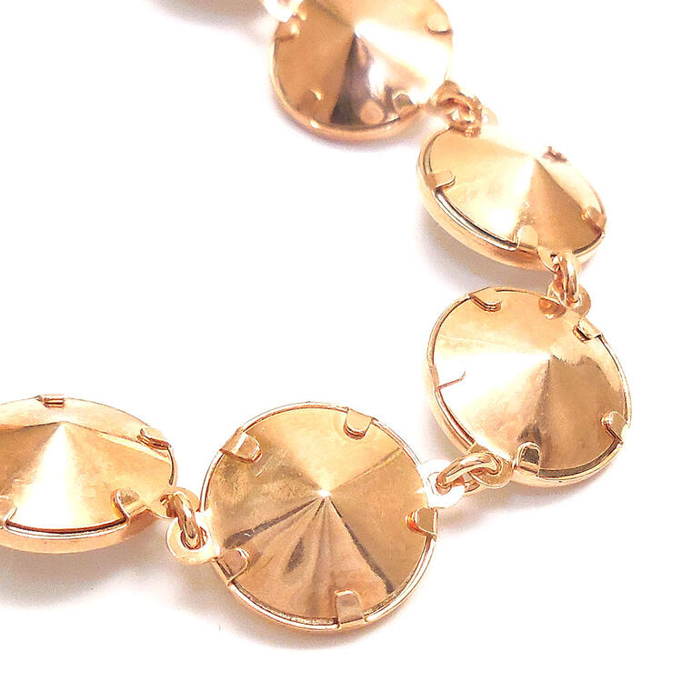 ブレスレット 18.5cm ラウンド・クリスタルガラス クリア シルバー925 ピンクゴールドメッキ レディース イタリア製