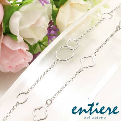 ブレスレット シルバー レディース メンズ チェーンサークル クローバー 細身 重ね付け 可愛い entiere アンティエーレ BF39307 BF40332