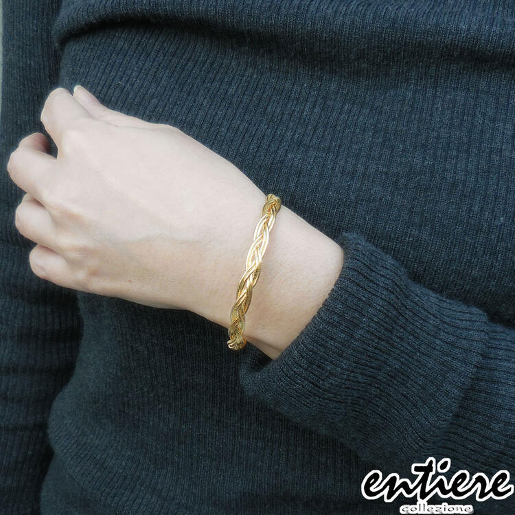 ブレスレット ブレイド 18cm+3cm レディース シルバー925 18金メッキ