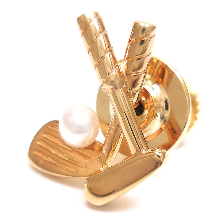 entiere アンティエーレ ピンブローチ ラペルピン ゴルフクラブ 淡水パール シルバー925 18金メッキ メンズ レディース