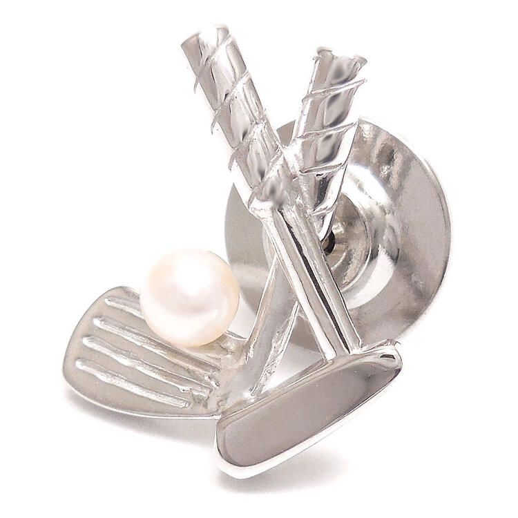 entiere アンティエーレ ピンブローチ ラペルピン ゴルフクラブ 淡水パール シルバー925 ロジウムメッキ メンズ レディース