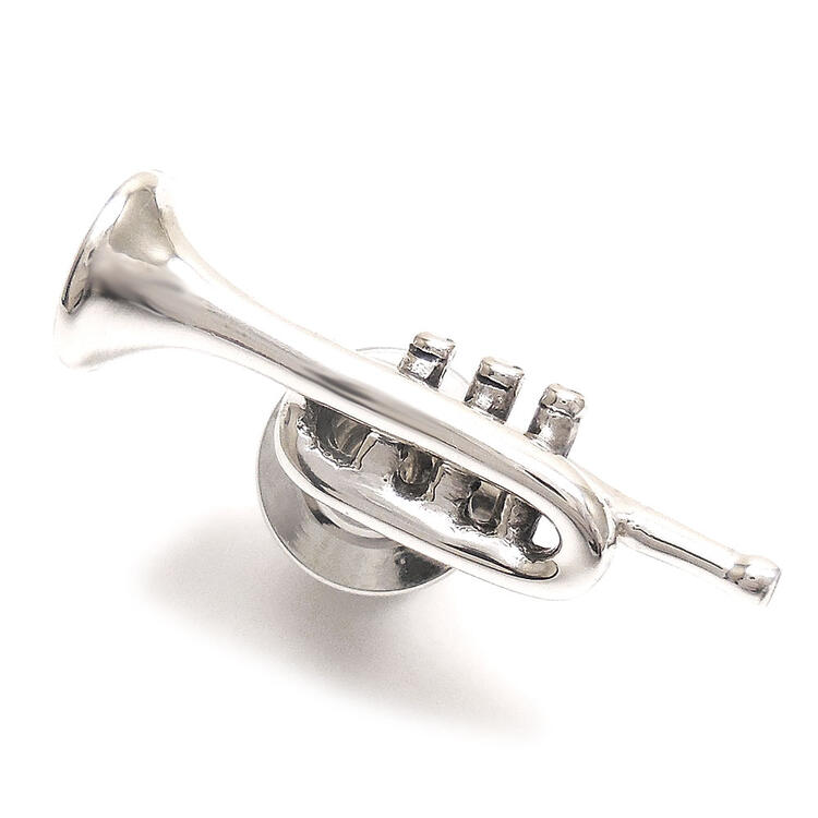 ピンブローチ ラペルピン シルバー925 楽器 トランペット イタリア製 サツルノ インポート メンズ レディース プレゼント ギフト