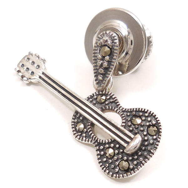 ブローチ ラペルピン シルバー925 楽器 ギター マーカサイト メンズ レディース