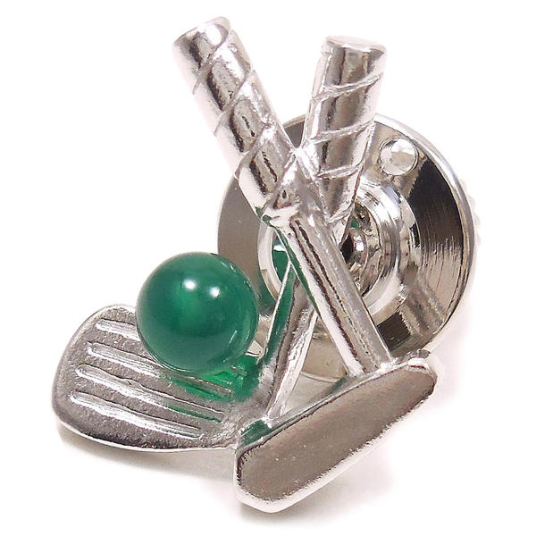 ピンブローチ ラペルピン シルバー925 ゴルフクラブ ボール グリーンアゲート レディース メンズ プレゼント ギフト