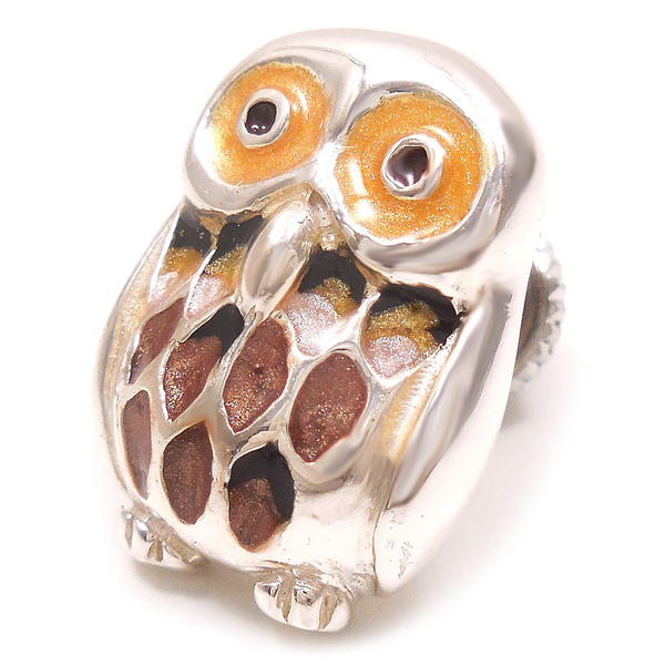 ピンブローチ ラペルピン シルバー925 だるまフクロウ 梟 エナメル彩色 イタリア製 サツルノ インポート メンズ レディース プレゼント ギフト