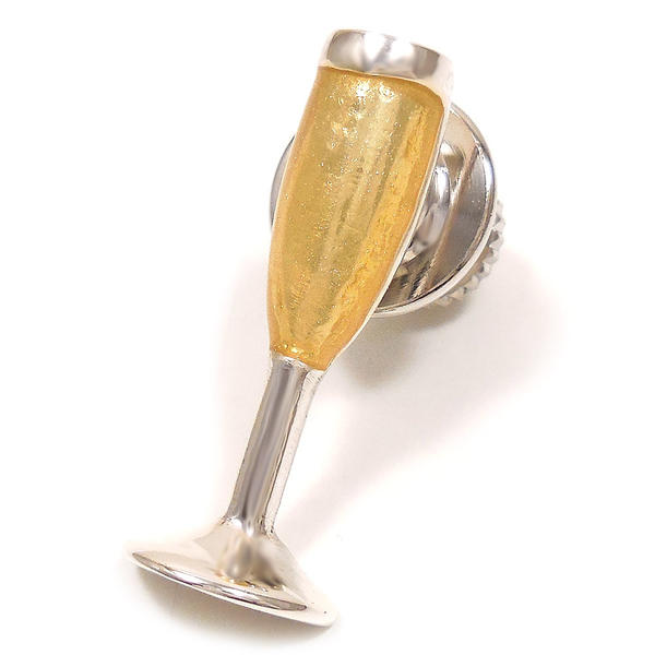 ピンブローチ ラペルピン シルバー925 シャンパングラス エナメル彩色 イタリア製 サツルノ インポート メンズ レディース プレゼント ギフト プレゼント ...