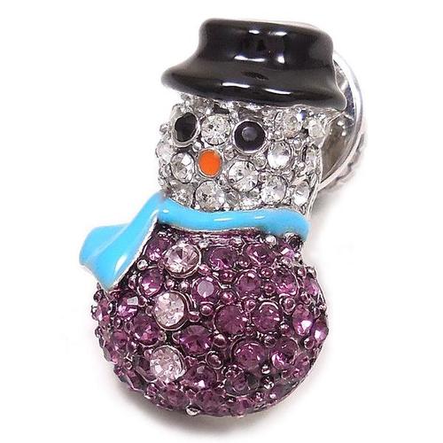 Rakuten - 雪だるまピンブローチ ラペルピン パープル
