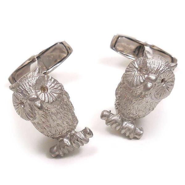 カフスボタン カフリンクス シルバー925 ミミズク イタリア製 ベルフィオーレ インポート メンズ 鳥 プレゼント ギフト