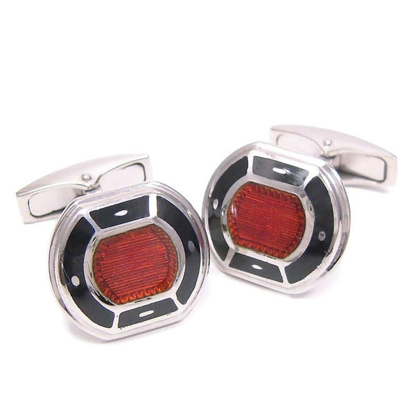 カフスボタン カフリンクス シルバー925 エナメル模様 ブラック/レッド イタリア製 ベルフィオーレ インポート メンズ プレゼント ギフト
