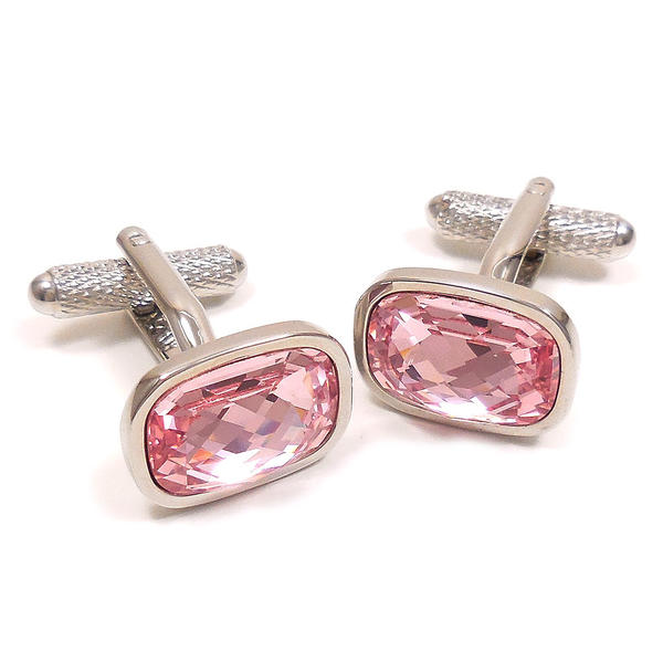 Rakuten - カフスボタン カフリンクス メンズ 紳士 シンプル キラキラ ピンク クリスタルガラス 綺麗 上品 人気 おしゃれ 結婚式 スーツ 飾り