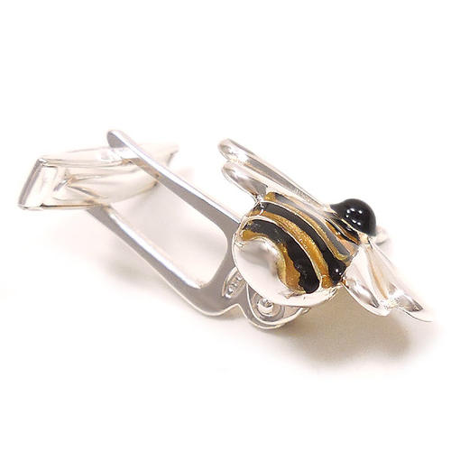 カフスボタン カフリンクス シルバー925 蜜蜂 ミツバチ エナメル彩色 イタリア製 サツルノ インポート メンズ プレゼント ギフト