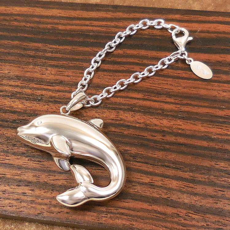 バッグチャーム キーホルダー シルバー925 イルカ 13cmチェーン イニシャル刻印可 entiere アンティエーレ プレゼント ギフト