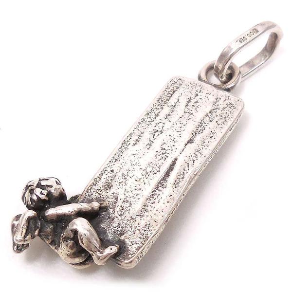 チャーム ペンダントトップ シルバー925 いぶし銀 天使が抱きつくプレート イタリア製 GIOVANNI RASPINI ジョバンニ・ラスピーニ インポート ...