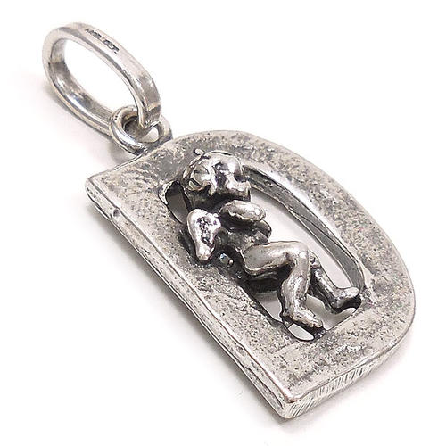 チャーム ペンダントトップ シルバー925 いぶし銀 イニシャル 天使 D イタリア製 GIOVANNI RASPINI ジョバンニ・ラスピーニ インポート レディース メンズ プレゼント ギフト