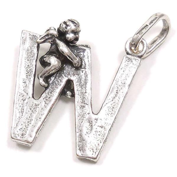 チャーム ペンダントトップ シルバー925 いぶし銀 イニシャル 天使 W イタリア製 GIOVANNI RASPINI ジョバンニ・ラスピーニ インポート レ...