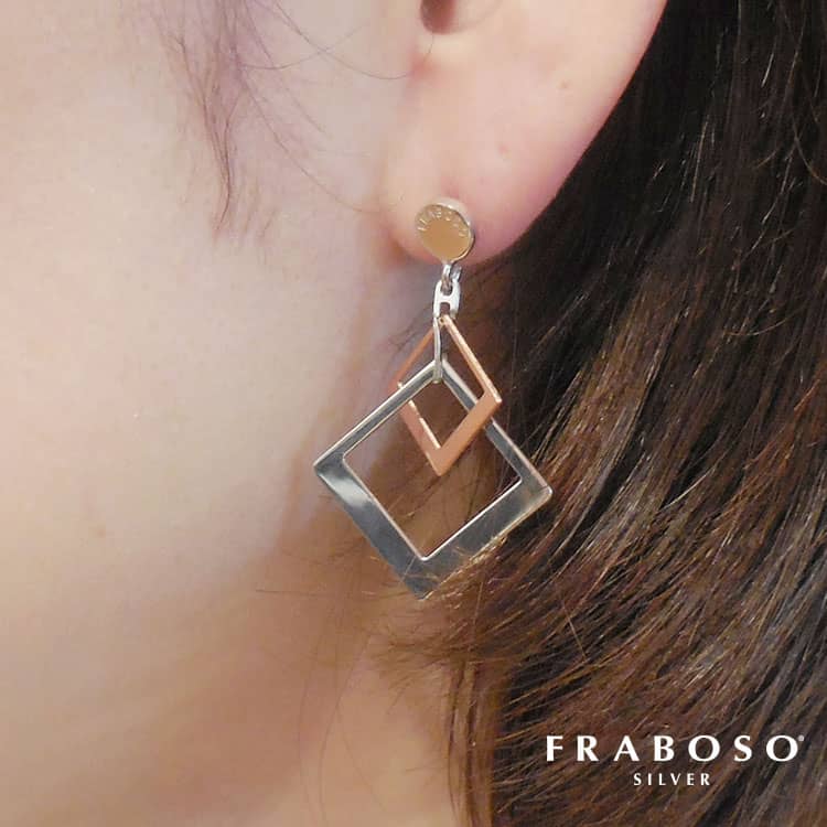 FRABOSO フラボッソ ピアス 両耳用 レディース 揺れるシルバー ピンク 四角 スクエアentiere アンティエーレ OR09629 RH+PK インポート プレゼント ギフト