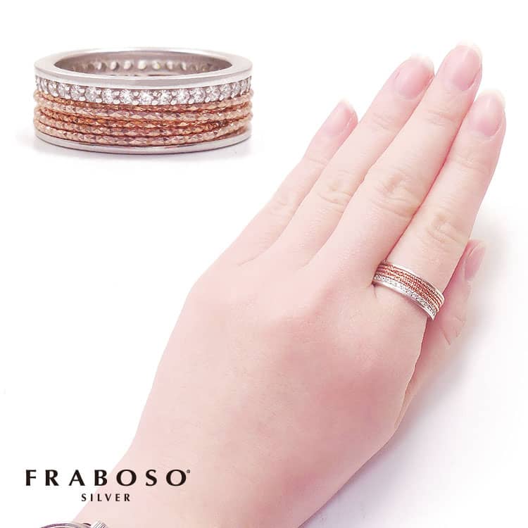 ピンクゴールド 指輪 FRABOSO フラボッソ リング 指輪 15号 シルバー925レディース カット入り キュービックジルコニア ピンクゴールドentiere アンティエーレ AN05364BCZI インポート