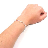 サツルノ:メンズシルバーブレスレット:フィガロチェーン