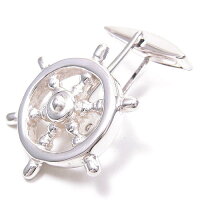 サツルノ:舵輪と錨のシルバーカフスボタン