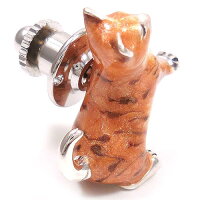 サツルノ:猫のシルバーピンブローチ