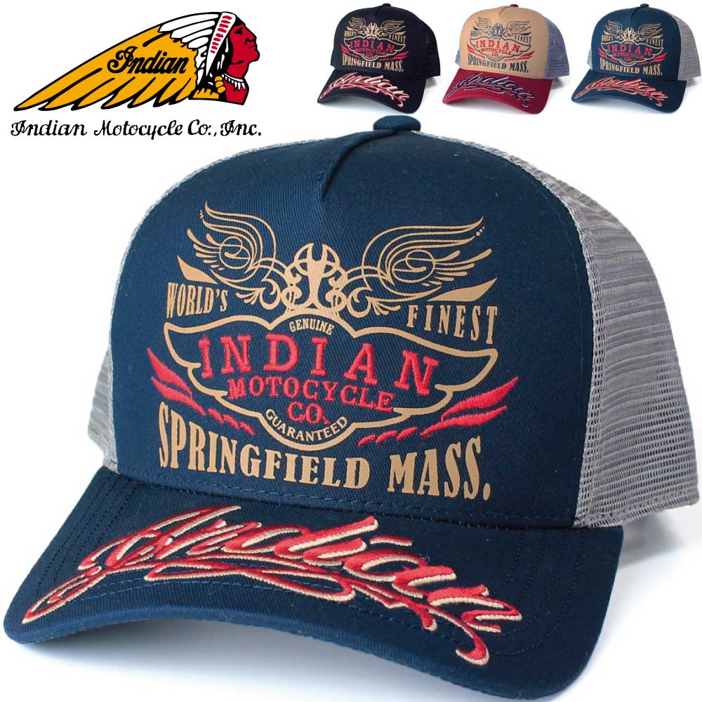 楽天ENTRA（エントラ）IndianMotocycle MESHcap インディアンモトサイクル 帽子 深め メンズ レディース ストリート アメカジ 春夏 オールシーズン 海 山 フェス キャンプ アウトドア かわいい サングラス SNS プチ おしゃれ バイク バイカー キャップ IND2007