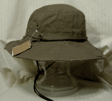 【新入荷】暑い夏は、熱中症、紫外線、UVカット、アウトドア　ハット＜ダークカーキ：かぶり口約59cm＞綿100％洗い加工、無地テンガロン系サファリハット【帽子】【アドベンチャーハット】