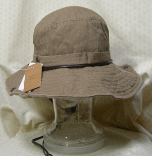 【新入荷】暑い夏は、熱中症、紫外線、UVカット、アウトドア　ハット＜カーキ（茶系）：かぶり口約59cm＞綿100％洗い加工、無地テンガロン系サファリハット【帽子】【アドベンチャーハット】