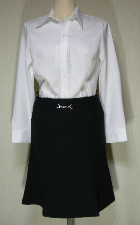 【レディス　長袖　白シャツ　仕事服】素肌に優しいパウダーソフト無地スキッパー衿（抜き衿）長袖シャツブ