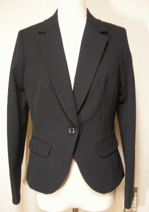 【OUTLET！】【レディス　黒無地　1ケボタン　テーラードジャケット】【仕事服】【総裏地付き】無地1ケ釦のスタイリッシュなテーラードジャケット＜黒−Lサイズ（11号）＞＞5802010【家庭洗濯】【セットアップ】【ユニフォーム】【ブラックフォーマル】