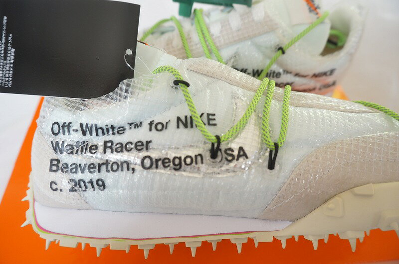 【新古品・未使用品】国内黒タグ 国内品　OFF-WHITE x NIKE W WAFFLE RACER ナイキ x オフホワイト ワッフル レーサー ホワイト　24cm（レディースサイズ） 【中古】