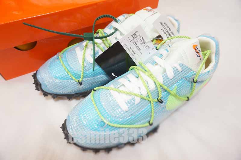 【新古品・未使用品】国内黒タグ 国内品　OFF-WHITE x NIKE W WAFFLE RACER ナイキ x オフホワイト ワッフル レーサー ブルー　27cm（メンズサイズ） 【中古】