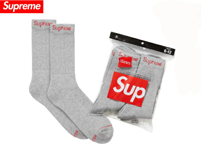 【未使用品/あす楽】国内品　Supreme(シュプリーム）2024SS ヘインズhanes 限定カラー グレー 1組/靴下 ポイント消化 男女兼用【中古】