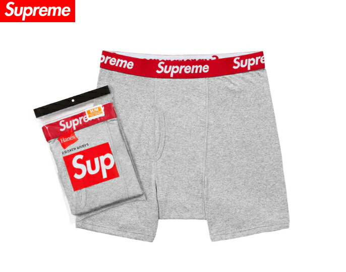 【未使用品/あす楽】国内品 Supreme(シュプリーム）2024SS ヘインズhanes Boxer ボクサーブリーフパンツ 限定カラー グレー L 2枚セット/パンツ ブリーフ 下着【中古】