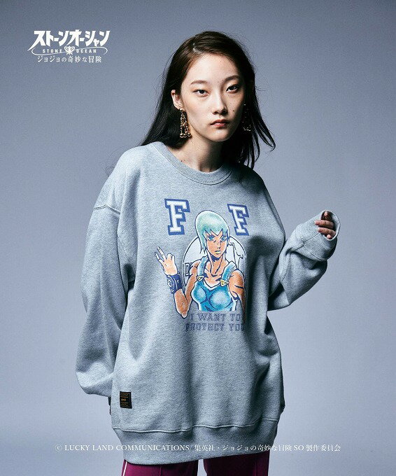 楽天Essex nagasakiglamb × ジョジョの奇妙な冒険 ストーンオーシャン お取り寄せ商品【F・F Sweat / F・Fスウェット】ご注文より14日前後のお届け予定。スゥエット.コラボレーション.プリント.ルーズシルエット.コラボレーション