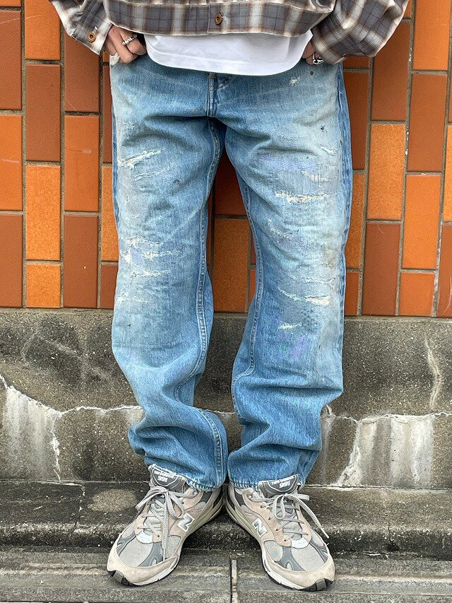 HUNIT エイチユニット セルビッチデニム5Pジーンズ ハードカスタム インディゴブルー ダメージデニム