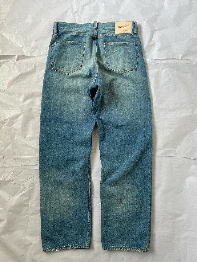 HUNIT エイチユニット セルビッチデニム5Pジーンズ ハードカスタム インディゴブルー ダメージデニム