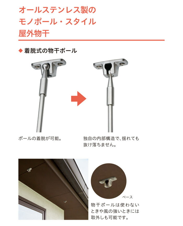 物干し 屋外 軒下天井吊り下げタイプ 物干金物 物干し掛け 川口技研 軒天用ホスクリーン スポット型 SPOL-S 2本組 1セット