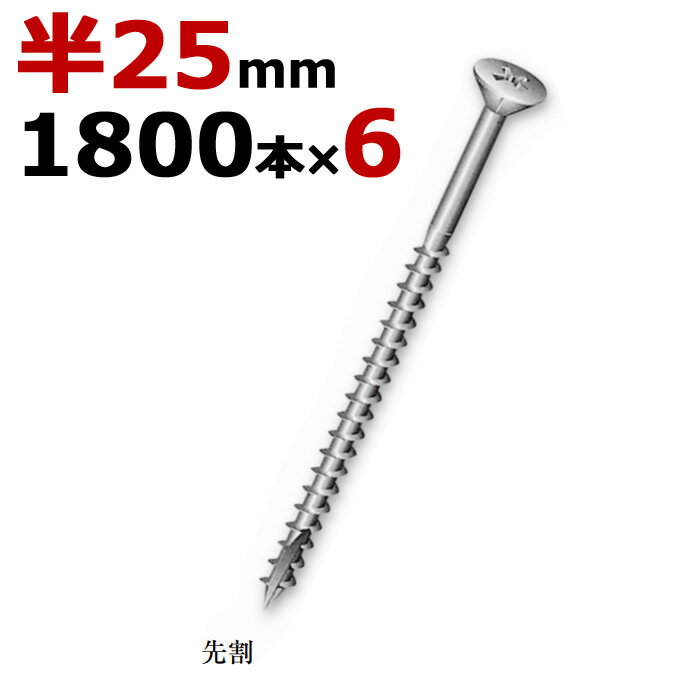 木ビス 木ネジ ライトビス スリムビス 徳用箱 径3.3×25mm 半ネジタイプ 1箱1800本入り×6箱入り/1ケース単位 クロメート 現場 金物 木工事 大工 家具 リフォーム DIY に