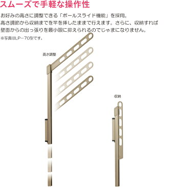 物干し 屋外 ベランダ 壁 壁掛け 物干し竿受け 物干し金物 物干金物 川口技研 ホスクリーン 腰壁用 ポール上下タイプ 収納型 DS2型 ライトブロンズ/ダークブロンズ 1セット(2本組) 30kgまで