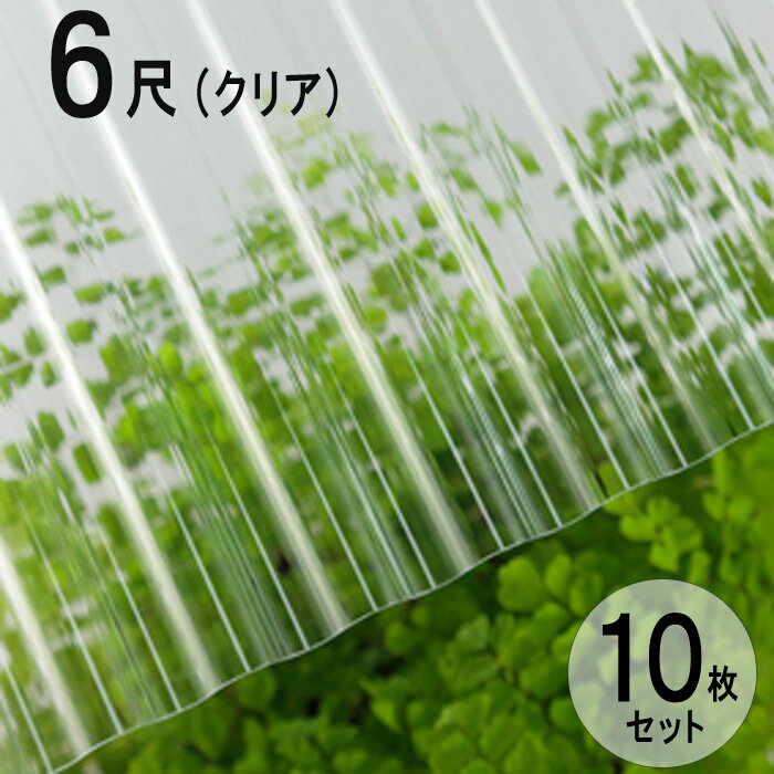 波板 ポリカ ナミイタ 鉄板小波（32波） 6尺 1820×655mm クリア（610） 透明 10枚セット JIS規格品 タキロン 屋根材 テラス ベランダ 倉庫 車庫 目隠し エクステリア 代金引換不可 送料無料 DIY