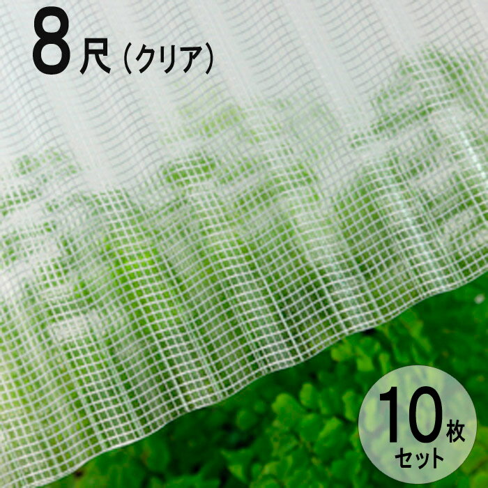 波板 ガラスネット 強化ナミイタ S 鉄板小波（32波）8尺 2420×655mm クリア（600） 透明 10枚セット JIS規格品 タキロン ナミイタ 屋根材 テラス ベランダ 倉庫 車庫 目隠し 壁 下屋 リフォーム 間仕切り 代金引換不可 DIY