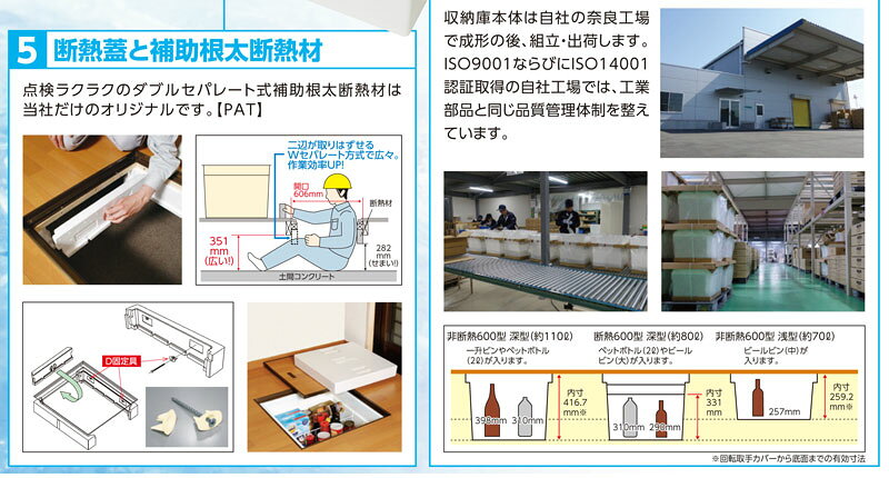 床下収納庫 点検口 断熱床下収納庫 600型 6DADSJ 浅型 断熱 YPC アルミ シルバー 開口寸法 606mm 1台単位 仕上厚15mm 木下地 代金引換不可 回転取手1個 補強桟2本 中蓋断熱材1個 補助根太断熱材1セット 仕切り板1枚 D固定具1セット 住宅 室内 建築金物 内装建材 金物 [3]