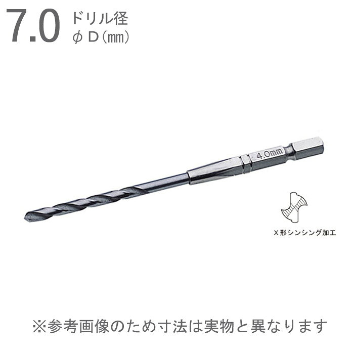 乐天商城 - 鉄工用 ドリル 錐 六角軸 シャンク 鉄工ドリル X形シニング 径7.0×全長110×溝長70mm 軸径6.35 ハイス鋼 1本単位 ETD-7.0 TOP工業 鉄 アルミ 銅 木材 ドリルビット インパクトドライバー ドリルドライバー 鉄工 鉄板 下穴 施工 下地加工 DIY