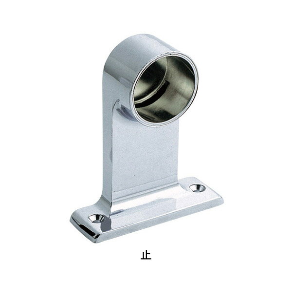 パイプ ブラケット 受 金具 ハンガー 掛け パイプジョイント クロームメッキ DC セフティブラケット 2ッ穴 32mm 止・通 高さ68.5×幅74×奥行25mm 1台単位 高級 パイプ直径32mm対応 おしゃれ 押入れ クローゼット 手摺 手すり 収納 整理 DIY リフォーム 新築 店舗 3